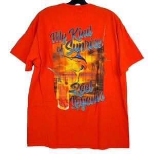 REEL LEGENDS Shirt Adult Large Orange MY KIND OF SUNRISE Fishing Outdoor Retire